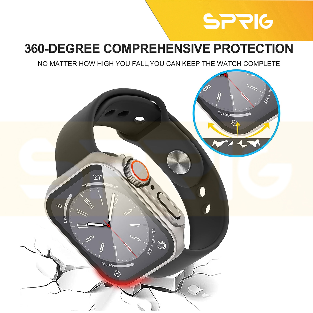کاور اسپریگ مدل Switch مناسب برای اپل واچ Series 8 Aluminum 45mm / Series 7 Aluminum 45mm به همراه محافظ صفحه نمایش