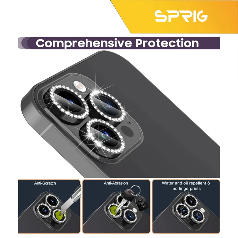 محافظ لنز دوربین اسپریگ مدل Ring metal Diamond مناسب برای گوشی موبایل اپل Iphone 11 Pro / 11 Pro Max