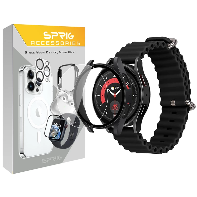 بند اسپریگ مدل Ocean-Guard مناسب برای ساعت هوشمند سامسونگ Galaxy Watch 5 44mm به همراه کاور