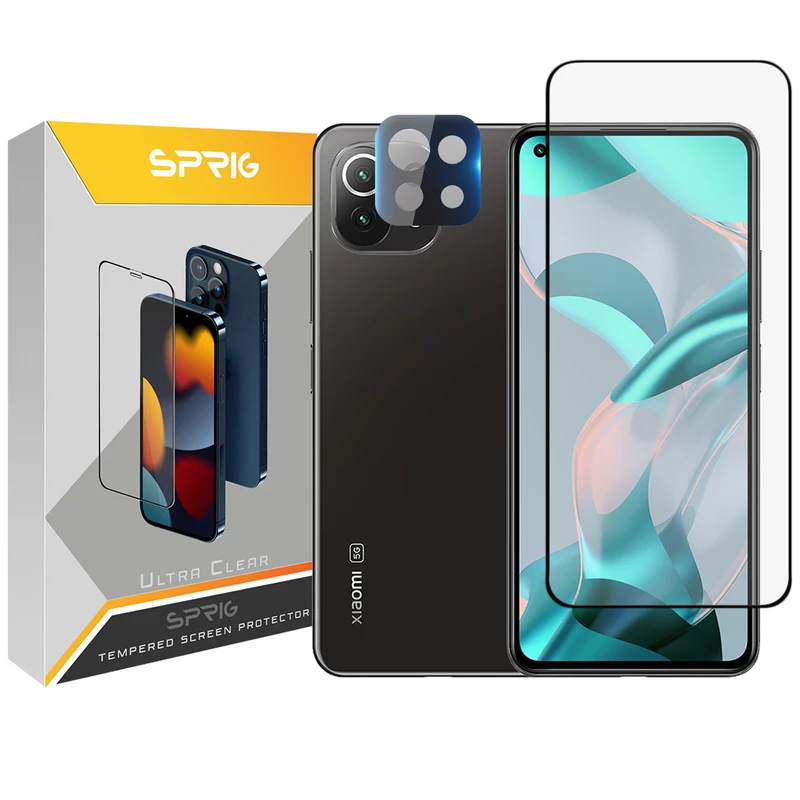 محافظ لنز دوربین اسپریگ مدل 3D-FU مناسب برای گوشی موبایل شیائومی Mi 11 lite 5G / 11 lite ne 5G به همراه محافظ صفحه نمایش