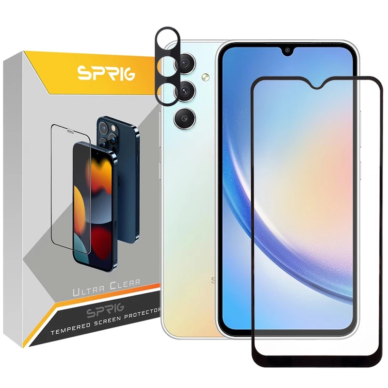 محافظ لنز دوربین اسپریگ مدل 3D-FU مناسب برای گوشی موبایل سامسونگ Galaxy A24 4G به همراه محافظ صفحه نمایش
