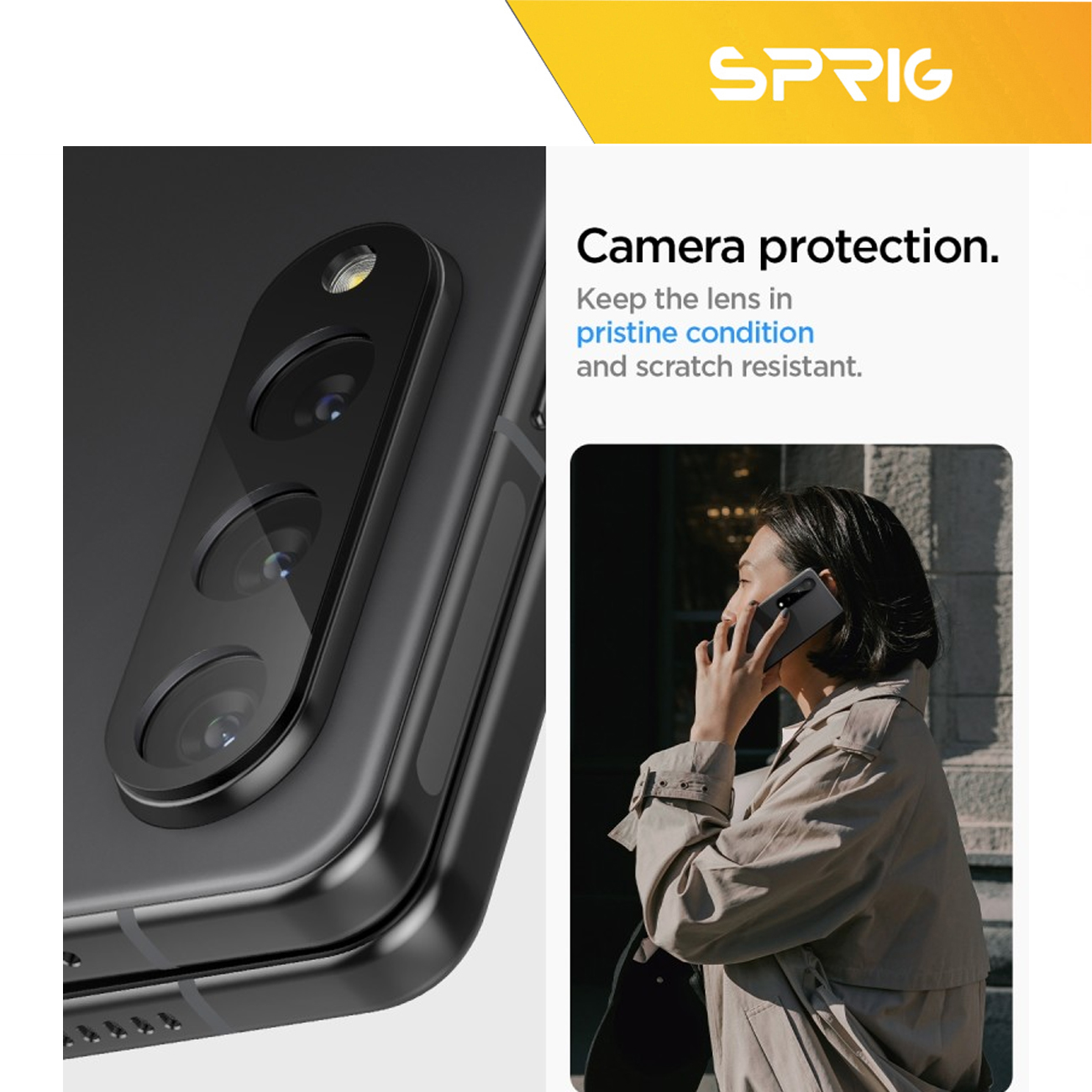 محافظ لنز دوربین اسپریگ مدل 3D-SP مناسب برای گوشی موبایل سامسونگ Galaxy Z Fold 3
