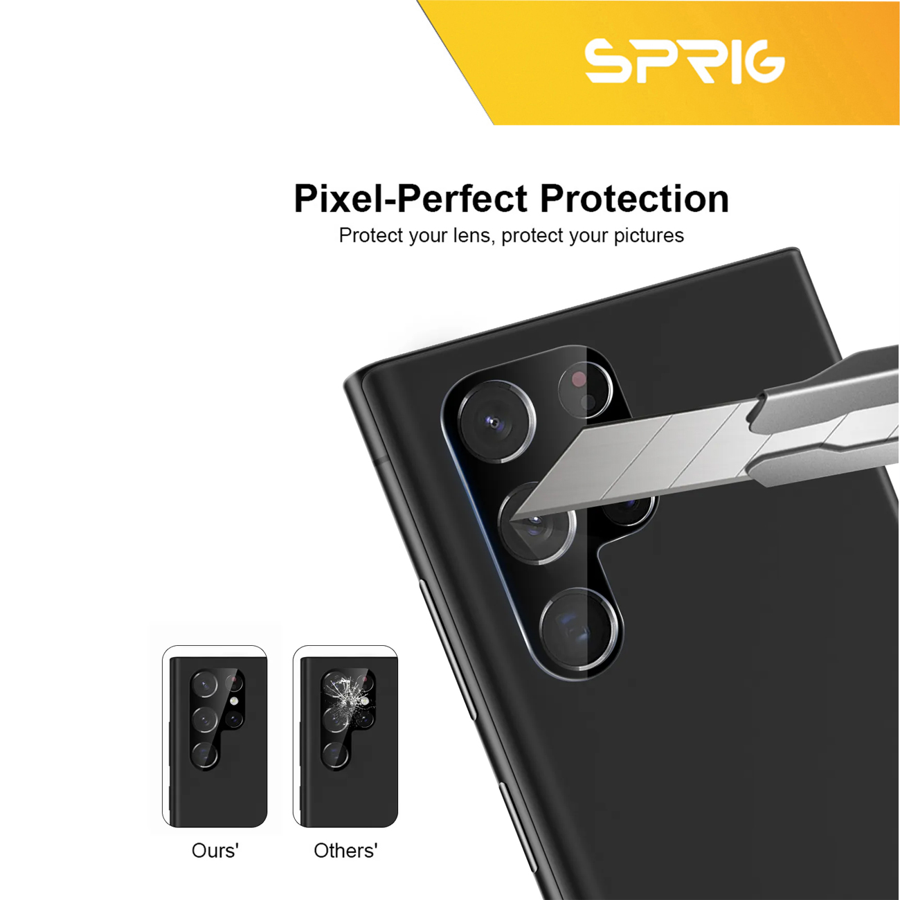 محافظ لنز دوربین اسپریگ مدل 3D SP مناسب برای گوشی موبایل سامسونگ Galaxy S23 Ultra