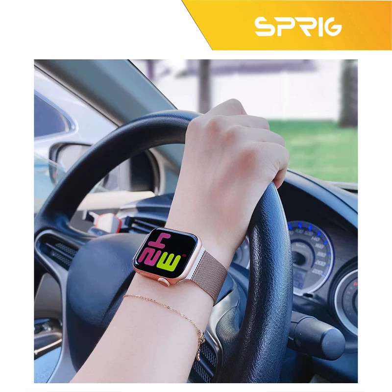 بند اسپریگ مدل Milanese Guard مناسب برای اپل واچ Series 8 Aluminum 41mm / Series 7 Aluminum 41mm به همراه کاور