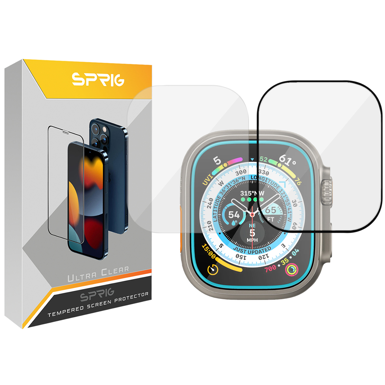 محافظ صفحه نمایش شیشه ای اسپریگ مدل SH-Pmma-SPG مناسب برای ساعت هوشمند الترا S8 Ultra max مجموعه دو عددی
