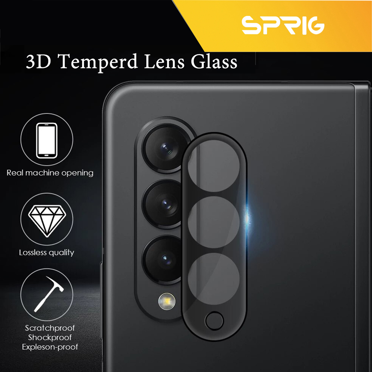 محافظ لنز دوربین اسپریگ مدل 3D-SP مناسب برای گوشی موبایل سامسونگ Galaxy Z Fold 3