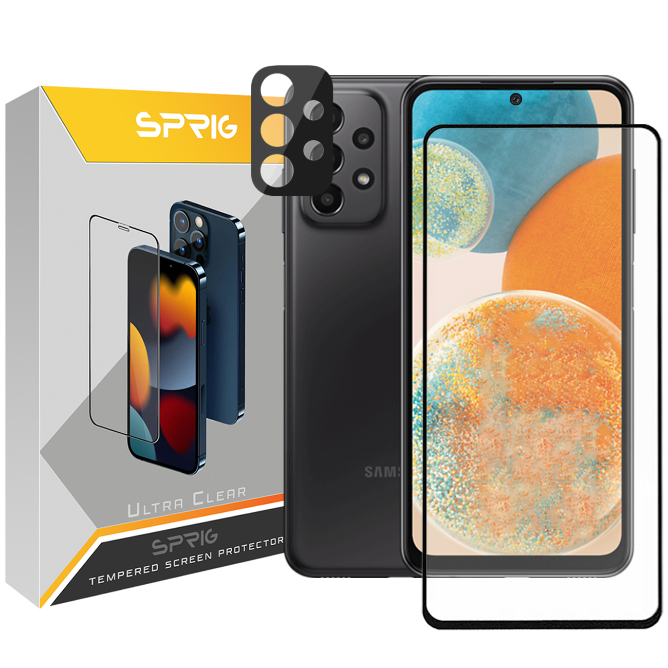 محافظ لنز دوربین اسپریگ مدل 3D-FU مناسب برای گوشی موبایل سامسونگ Galaxy A53 5G به همراه محافظ صفحه نمایش