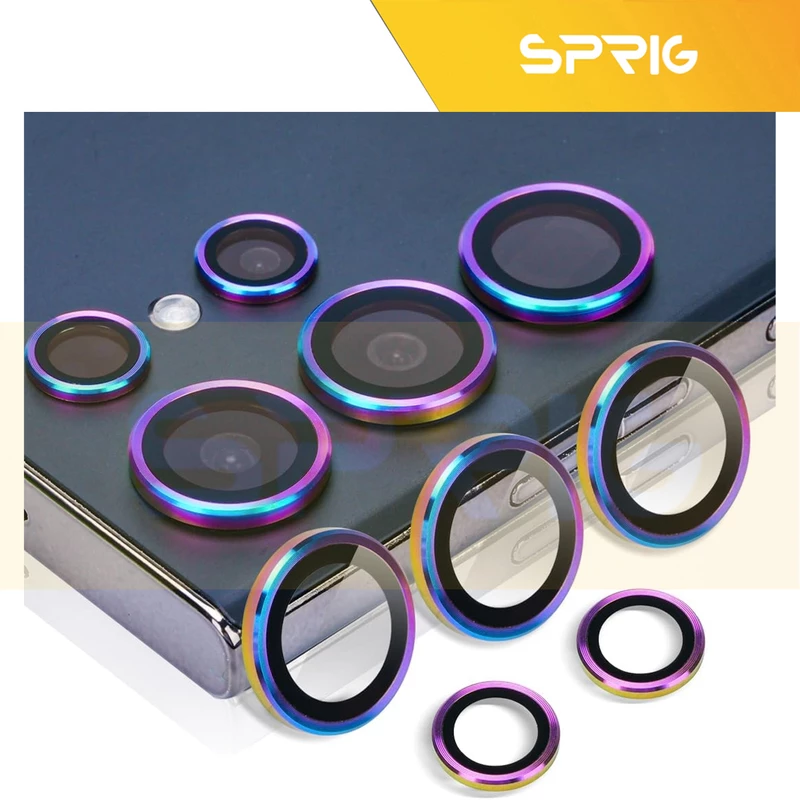محافظ لنز دوربین اسپریگ مدل Colorful Ring مناسب برای گوشی موبایل سامسونگ Galaxy S23 Ultra