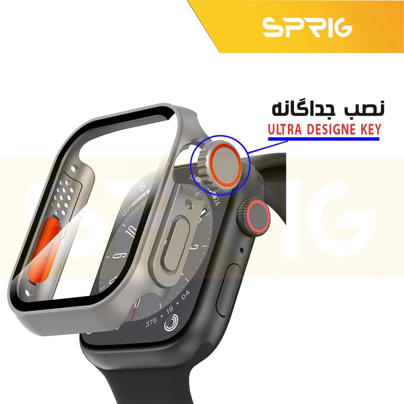 کاور اسپریگ مدل Switch مناسب برای اپل واچ Series 8 Aluminum 45mm / Series 7 Aluminum 45mm به همراه محافظ صفحه نمایش