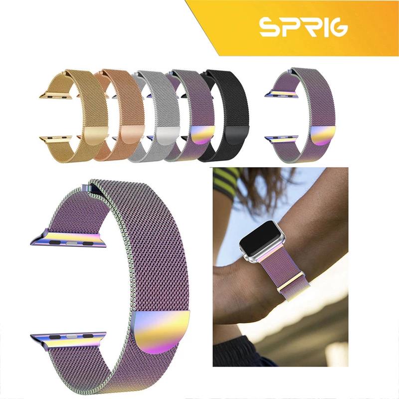 بند اسپریگ مدل Milanese Guard مناسب برای اپل واچ Series 8 Aluminum 41mm / Series 7 Aluminum 41mm به همراه کاور