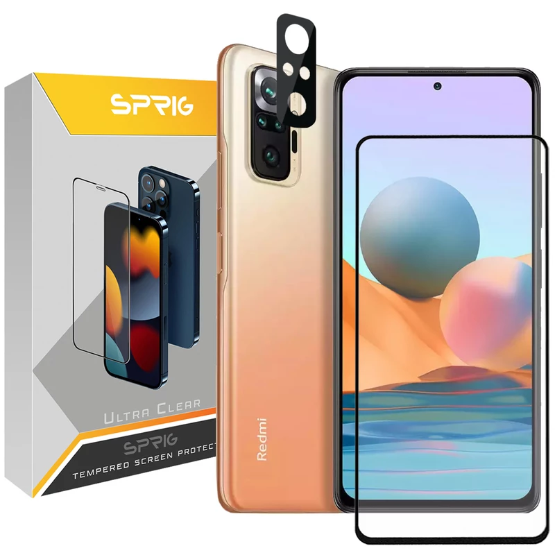 محافظ لنز دوربین اسپریگ مدل 3D-FU مناسب برای گوشی موبایل شیائومی Redmi Note 10 Pro / Note 10 Pro Max به همراه محافظ صفحه نمایش
