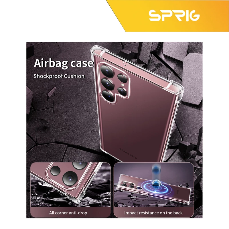کاور اسپریگ مدل Full-Airbag مناسب برای گوشی موبایل سامسونگ Galaxy S22 Ultra به همراه محافظ صفحه نمایش