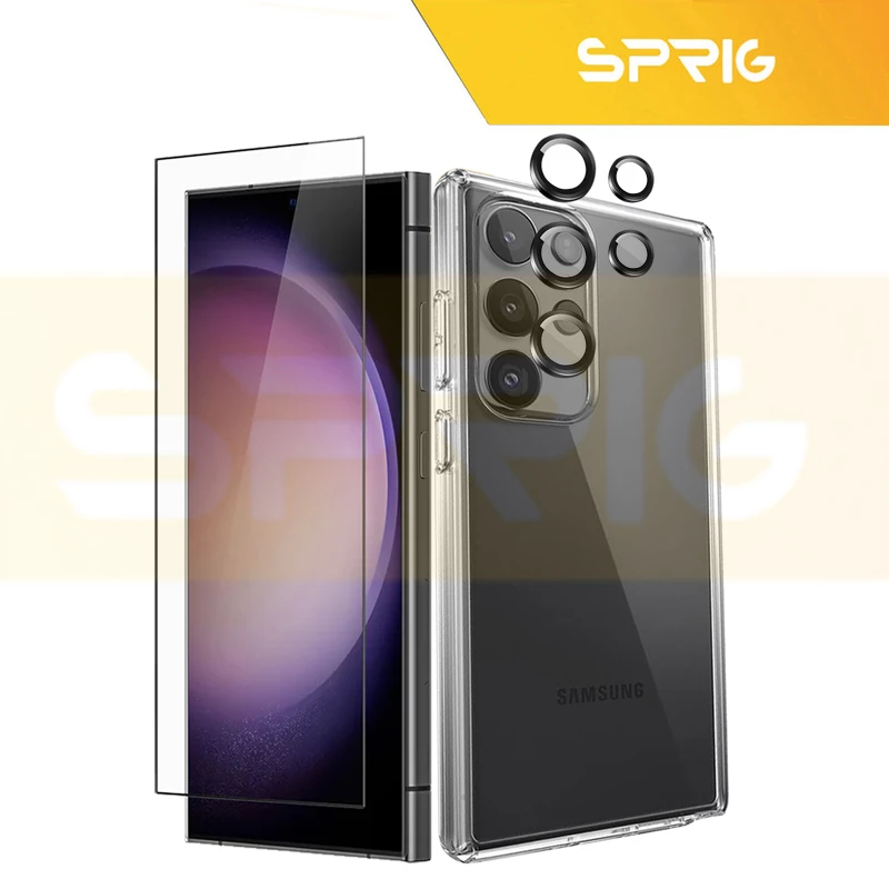 کاور اسپریگ مدل CLFL-Ring مناسب برای گوشی موبایل سامسونگ Galaxy S24 Ultra 5G به همراه محافظ صفحه نمایش و محافظ لنز دوربین