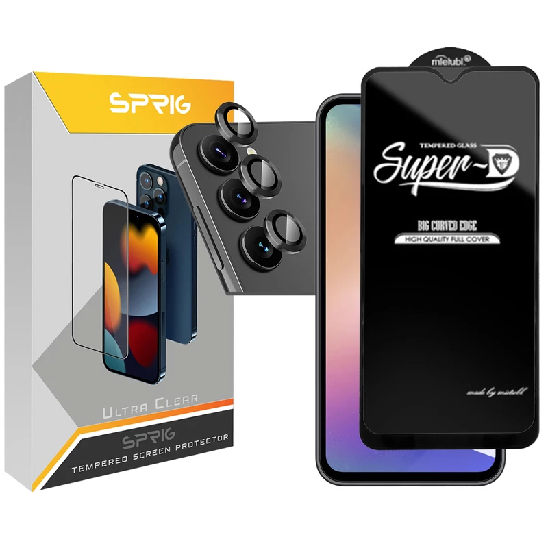 محافظ لنز دوربین اسپریگ مدل RingMetal-SPD مناسب برای گوشی موبایل سامسونگ Galaxy A14 به همراه محافظ صفحه نمایش