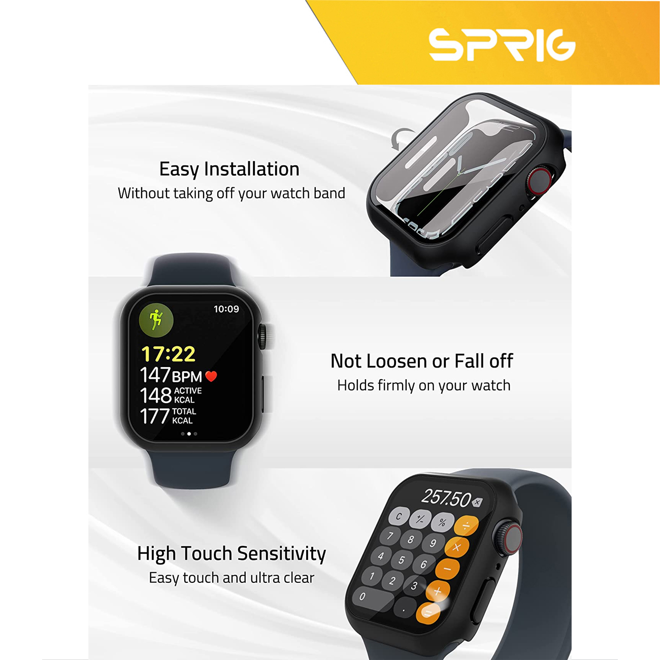 کاور اسپریگ مدل SP-LX مناسب برای اپل واچ Series 4 44mm / Series 5 44mm / Series 6 44mm به همراه محافظ صفحه نمایش