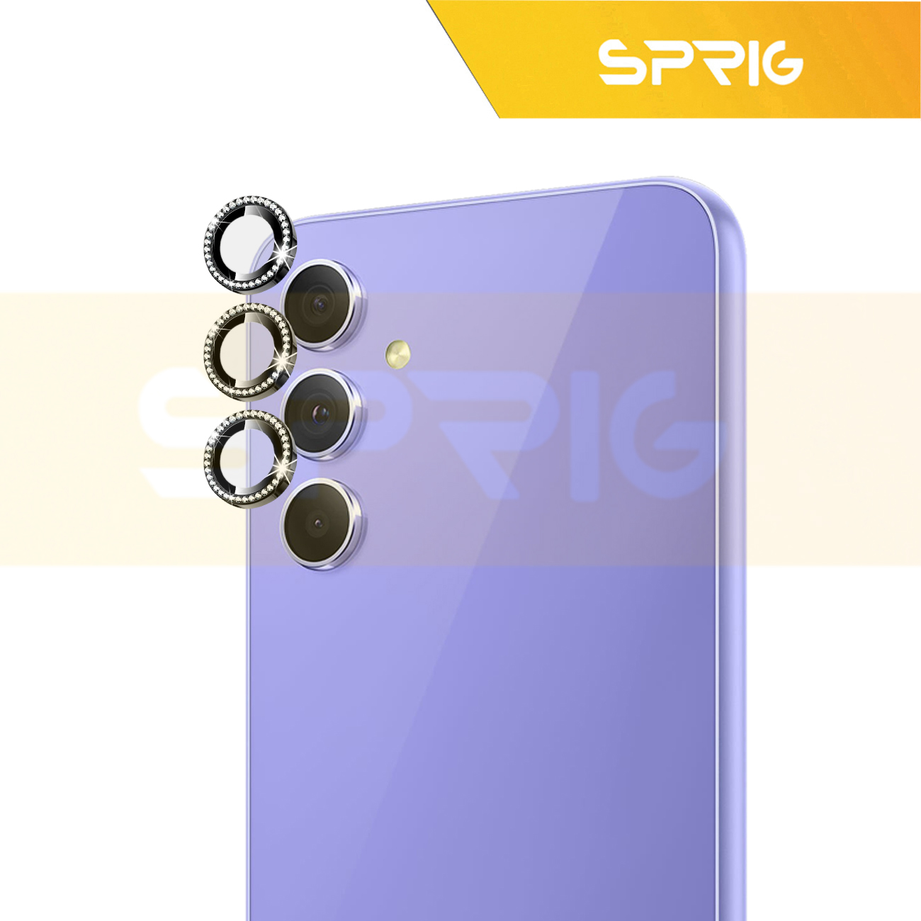 محافظ لنز دوربین اسپریگ مدل Ring metal Diamond مناسب برای گوشی موبایل سامسونگ Galaxy A34 5G