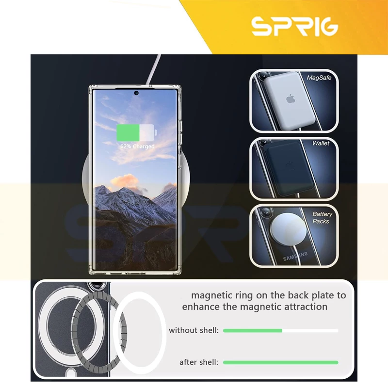 کاور اسپریگ مدل MG-safe-Ring مناسب برای گوشی موبایل سامسونگ Galaxy S24 Ultra به همراه محافظ لنز