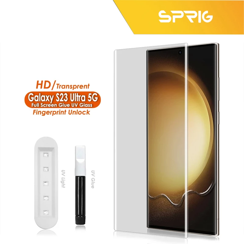 محافظ لنز دوربین اسپریگ مدل 3D-UV مناسب برای گوشی موبایل سامسونگ Galaxy S23 Ultra به همراه محافظ صفحه نمایش