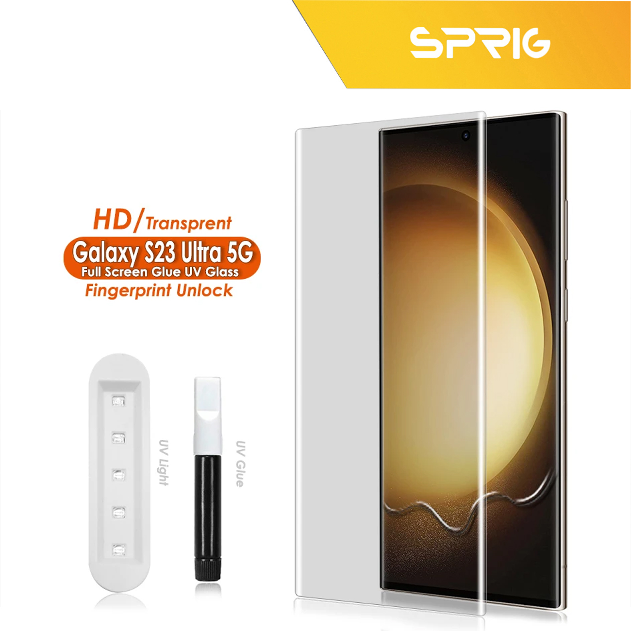 محافظ لنز دوربین رینگی اسپریگ مدل Ring-UV مناسب برای گوشی موبایل سامسونگ Galaxy S23 Ultra به همراه محافظ صفحه نمایش و محافظ پشت گوشی