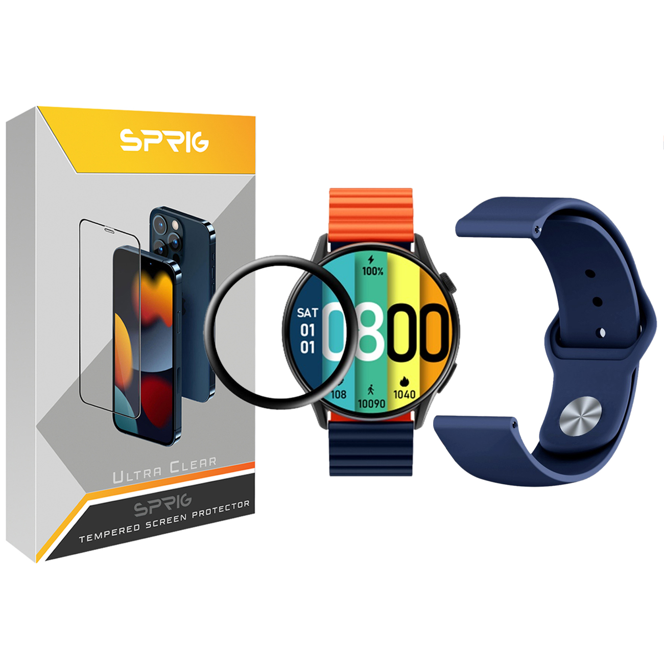 بند اسپریگ مدل Sic-22SP مناسب برای ساعت هوشمند شیائومی Kr Pro به همراه محافظ صفحه نمایش