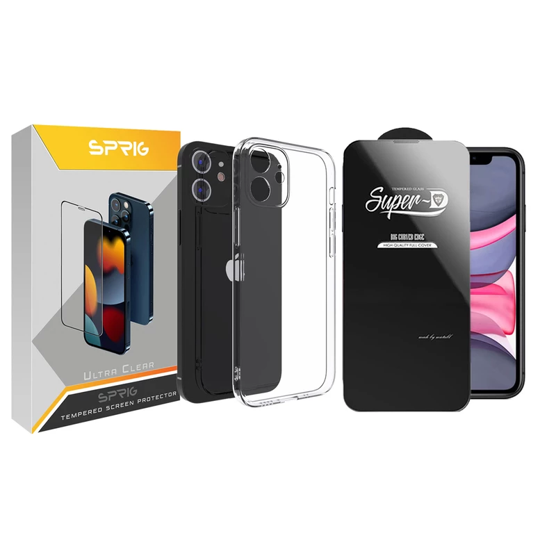 کاور اسپریگ مدل SuperD-Cl مناسب برای گوشی موبایل اپل iPhone 12 به همراه محافظ صفحه نمایش