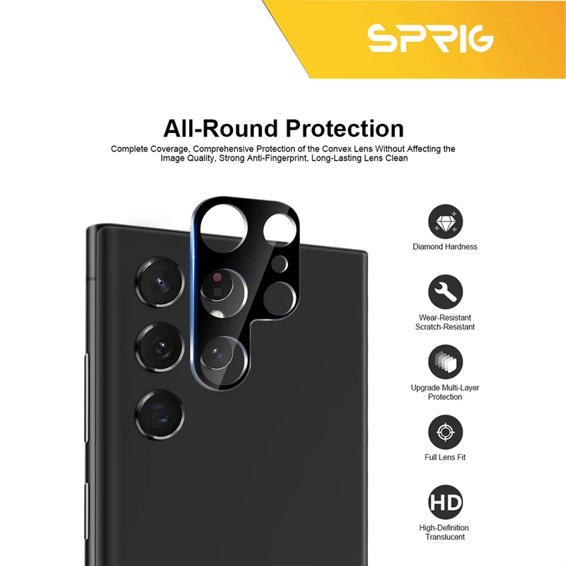 محافظ لنز دوربین اسپریگ مدل 3D-SPNNP مناسب برای گوشی موبایل سامسونگ Galaxy S23 Ultra به همراه محافظ صفحه نمایش و محافظ پشت گوشی