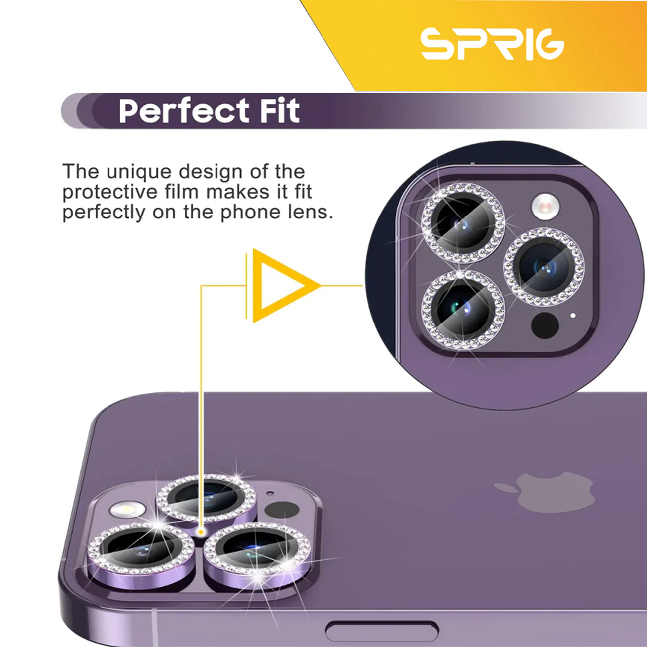 محافظ لنز دوربین اسپریگ مدل Ring metal Diamond مناسب برای گوشی موبایل اپل Iphone 11
