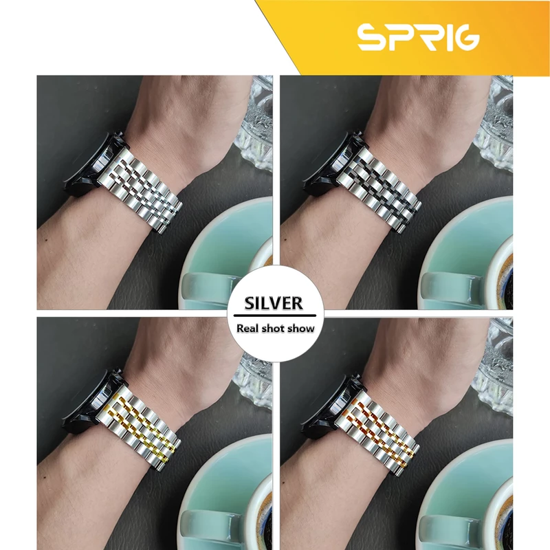 بند اسپریگ مدل 7Bid SLV مناسب برای ساعت هوشمند سامسونگ Galaxy Watch Active 2 40mm / Active 2 44mm / Watch 3 size 41mm / Galaxy Watch 4 40mm / watch 4 42mm / watch 4 44mm / watch 4 46mm