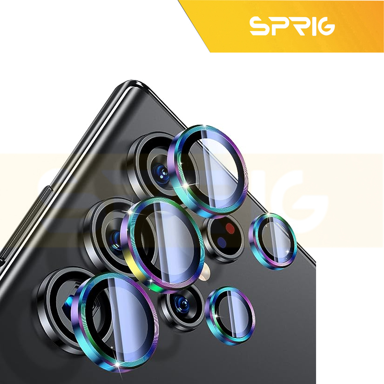 محافظ لنز دوربین رینگی اسپریگ مدل Ring Metal مناسب برای گوشی موبایل سامسونگ Galaxy S22 Ultra