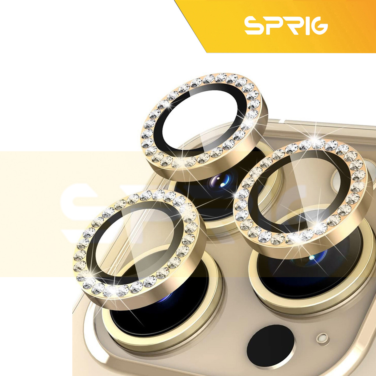 محافظ لنز دوربین اسپریگ مدل Ring Metal Diamond مناسب برای گوشی موبایل اپل Iphone 15 Pro / 15 Pro Max