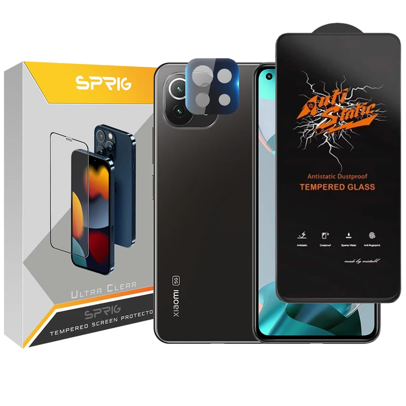 محافظ لنز دوربین اسپریگ مدل 3D-Antis مناسب برای گوشی موبایل شیائومی Mi 11 lite 5G / 11 lite ne 5G به همراه محافظ صفحه نمایش
