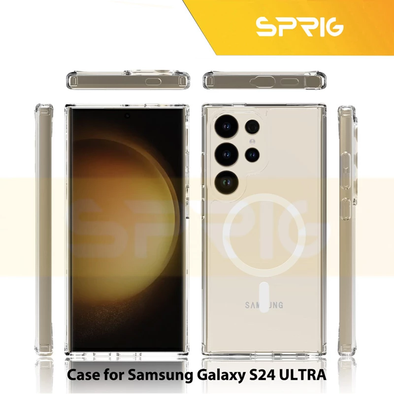 کاور اسپریگ مدل CLR Magsafe مناسب برای گوشی موبایل سامسونگ Galaxy S24 Ultra به همراه محافظ صفحه نمایش گوشی