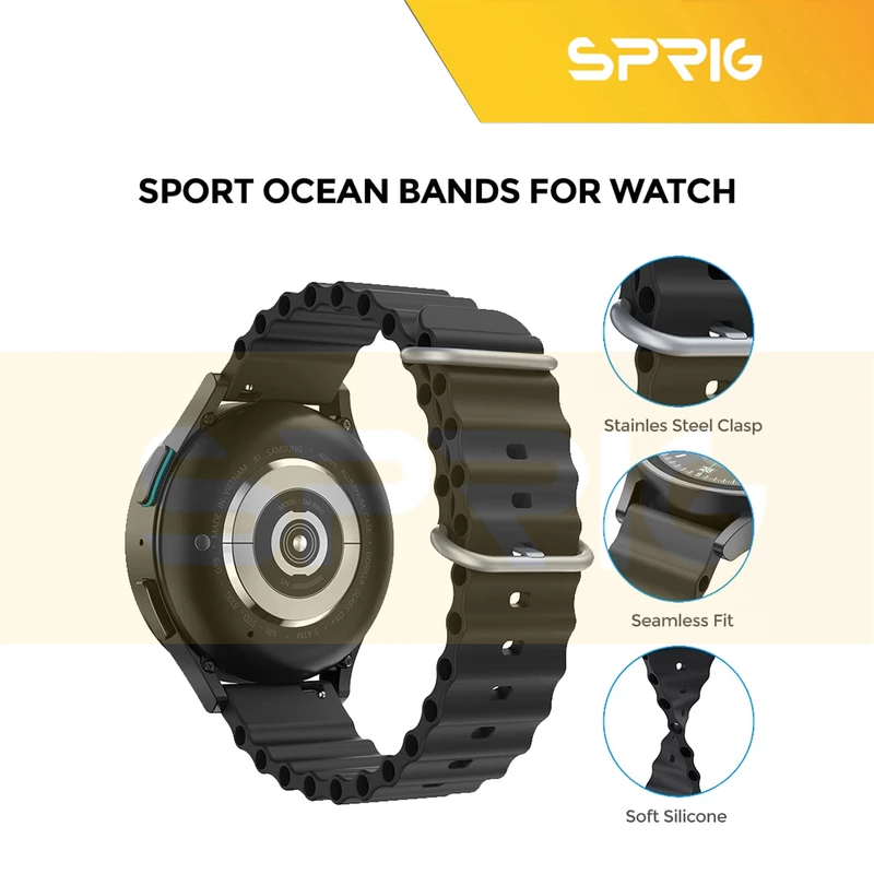 بند اسپریگ مدل Ocean مناسب برای ساعت هوشمند سامسونگ Galaxy Watch 4/5/6 سایز 40/43/44/46/47 میلی متری