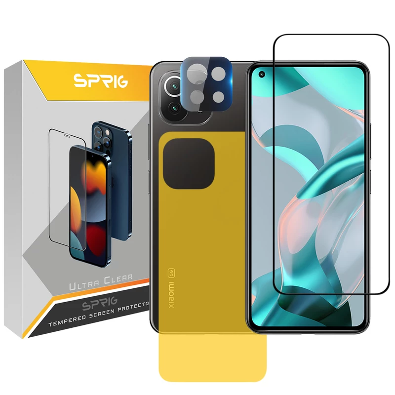 محافظ لنز دوربین اسپریگ مدل 3D-FU مناسب برای گوشی موبایل شیائومی Mi 11 lite 5G / 11 lite 5G ne به همراه محافظ صفحه نمایش و محافظ پشت گوشی