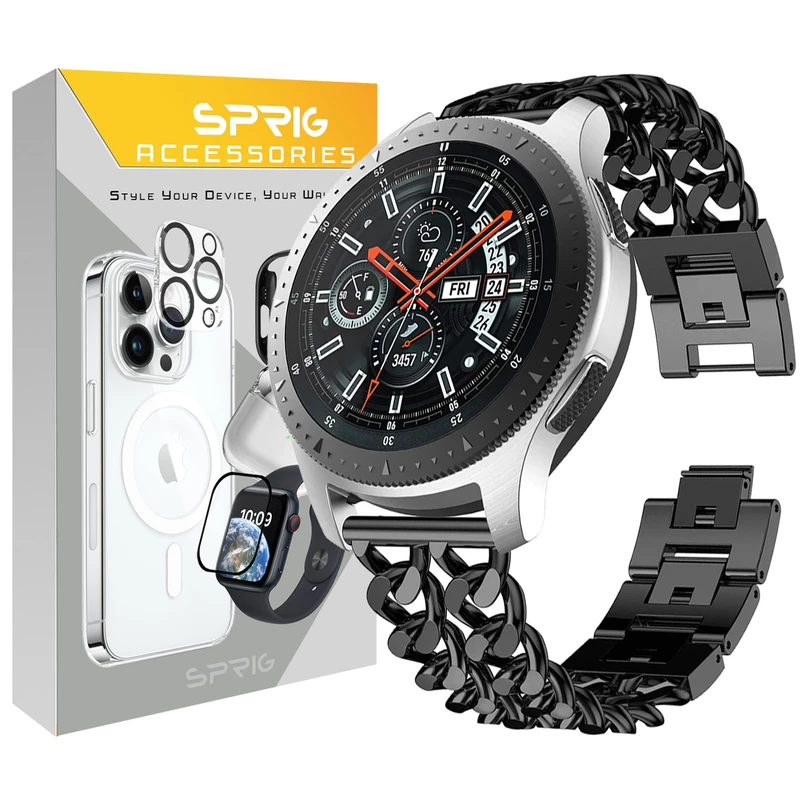 بند اسپریگ مدل Cart-2Line مناسب برای ساعت هوشمند سامسونگ Galaxy Watch Active 1 / Active 2 40mm / Active 2 44mm / Watch 3 size 41mm / Galaxy Watch 4 40mm / watch 4 42mm / watch 4 44mm / watch 