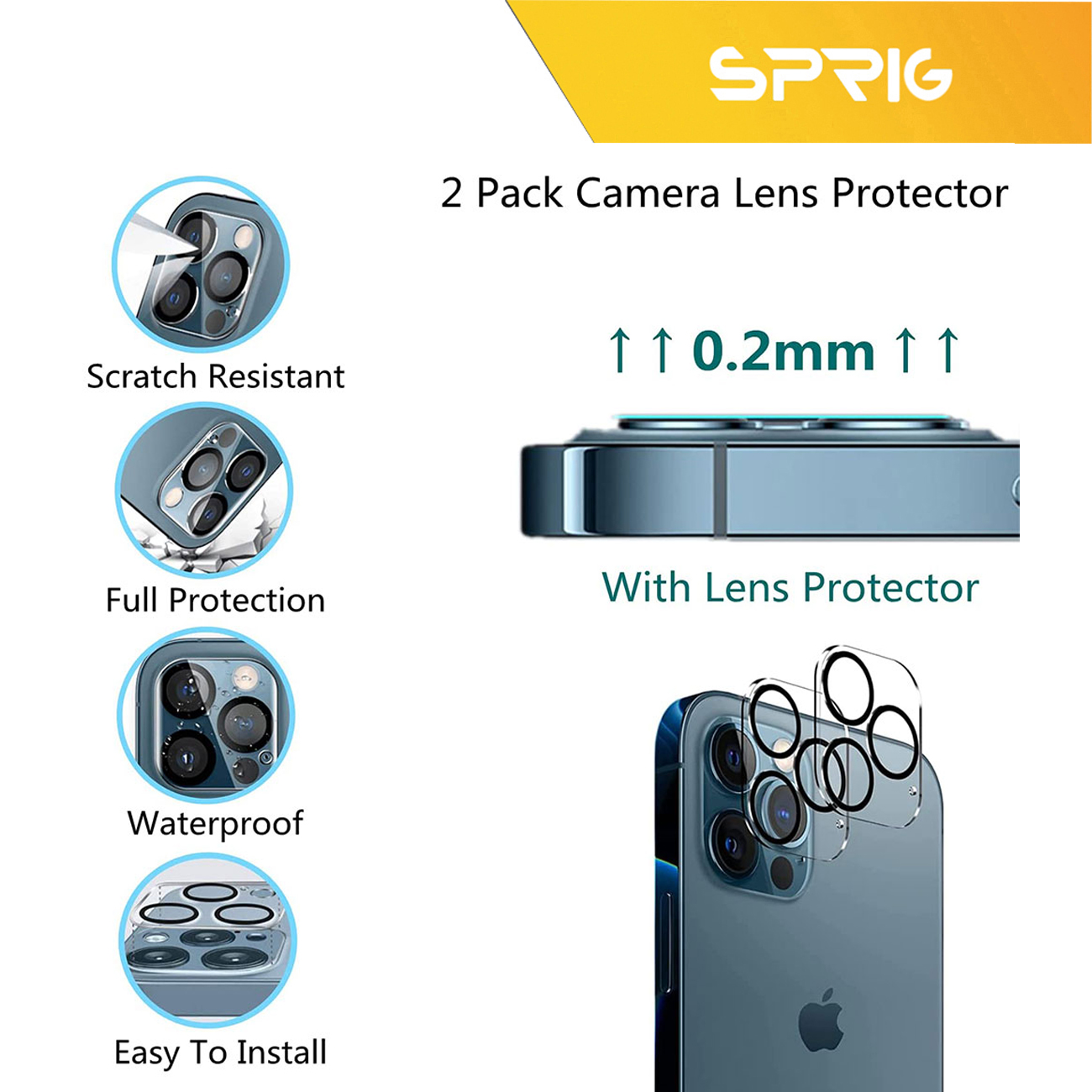 محافظ لنز دوربین اسپریگ مدل SH-SPG مناسب برای گوشی موبایل اپل iPhone 12