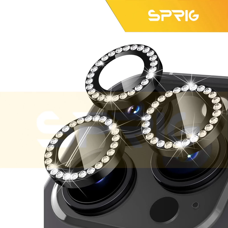 محافظ لنز دوربین اسپریگ مدل Ring Metal Diamond مناسب برای گوشی موبایل اپل Iphone 15 Pro / 15 Pro Max