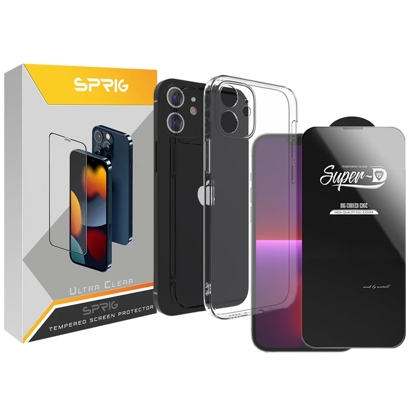 کاور اسپریگ مدل SuperD-Clear مناسب برای گوشی موبایل اپل iPhone 12 به همراه محافظ صفحه نمایش