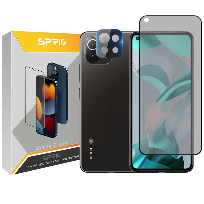 محافظ لنز دوربین اسپریگ مدل 3D-PRY مناسب برای گوشی موبایل شیائومی Mi 11 lite 5G / 11 lite ne 5G به همراه محافظ صفحه نمایش حریم شخصی