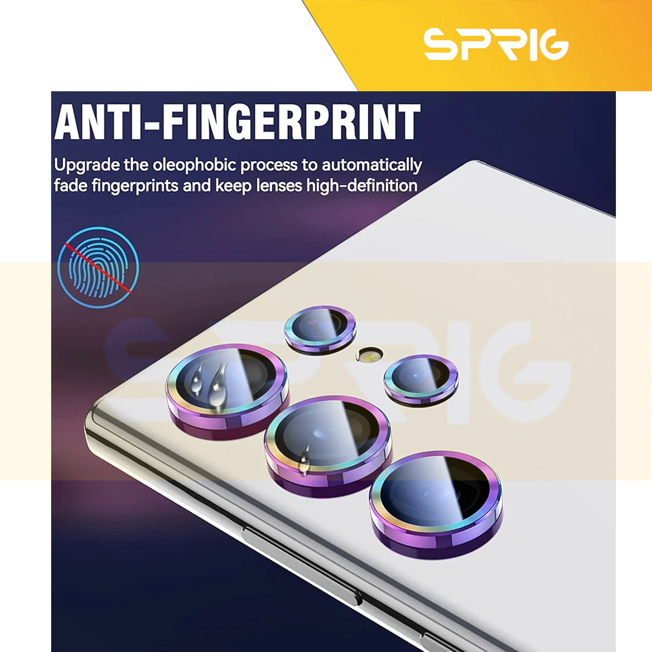 محافظ لنز دوربین اسپریگ مدل Colorful Ring مناسب برای گوشی موبایل سامسونگ Galaxy S22 Ultra