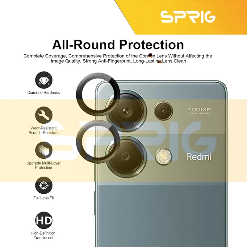 محافظ لنز دوربین اسپریگ مدل Ring Metal مناسب برای گوشی موبایل شیائومی Redmi Note 13 Pro 4G
