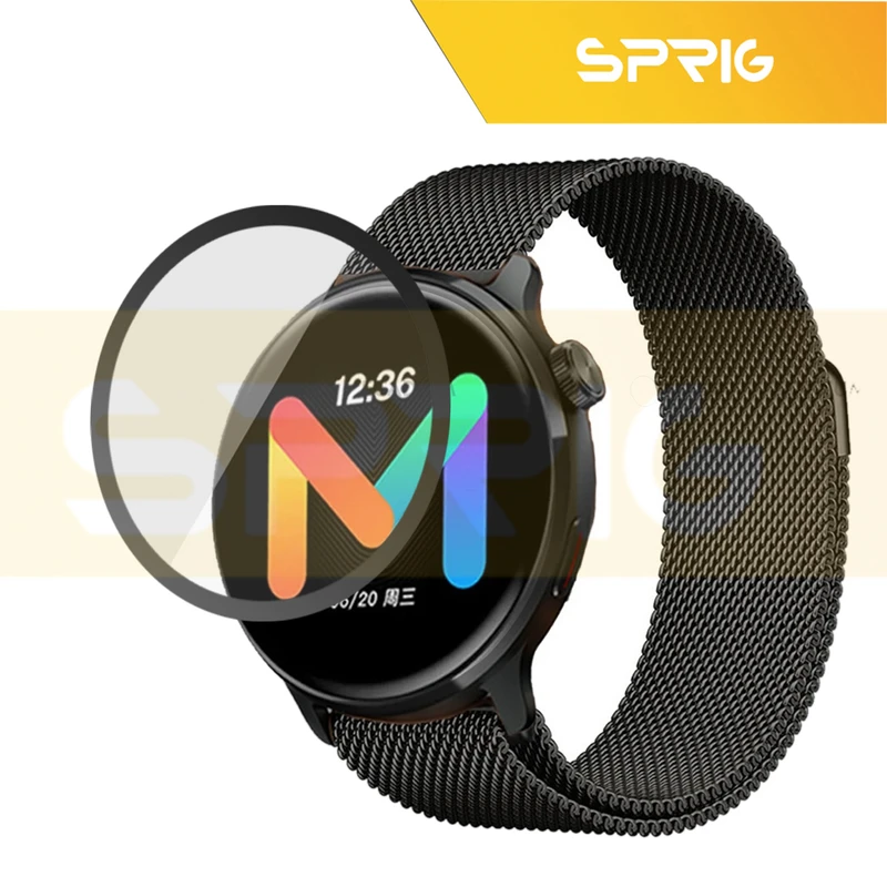 بند اسپریگ مدل Milanese-Pm مناسب برای ساعت هوشمند سامسونگ Galaxy Watch 4 classic 46mm به همراه محافظ صفحه نمایش