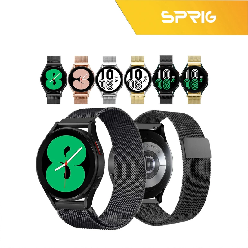 بند اسپریگ مدل Milanese-Pm مناسب برای ساعت هوشمند سامسونگ Galaxy Watch 4 44mm / Watch 5 44mm / Watch 6 44mm به همراه محافظ صفحه نمایش