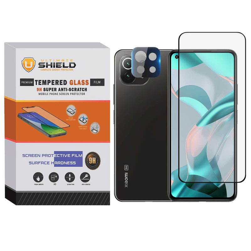 محافظ لنز دوربین آلتیمیت شیلد مدل 3D-FT مناسب برای گوشی موبایل شیائومی Mi 11 lite 5G / 11 lite ne 5G به همراه محافظ صفحه نمایش