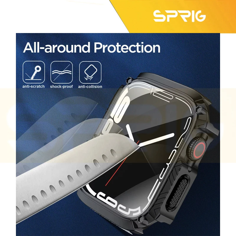 کاور اسپریگ مدل Armor Guard مناسب برای اپل واچ Series 8 45mm / Series 7 45mm / Series 9 45mm به همراه محافظ صفحه نمایش