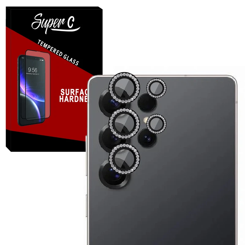 محافظ لنز دوربین سوپرسی مدل Ring Diamond SC مناسب برای گوشی موبایل سامسونگ Galaxy S25 Ultra