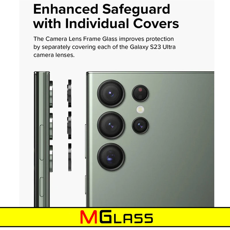 محافظ لنز دوربین ام‌گلس مدل Ring Metal مناسب برای گوشی موبایل سامسونگ Galaxy S23 Ultra