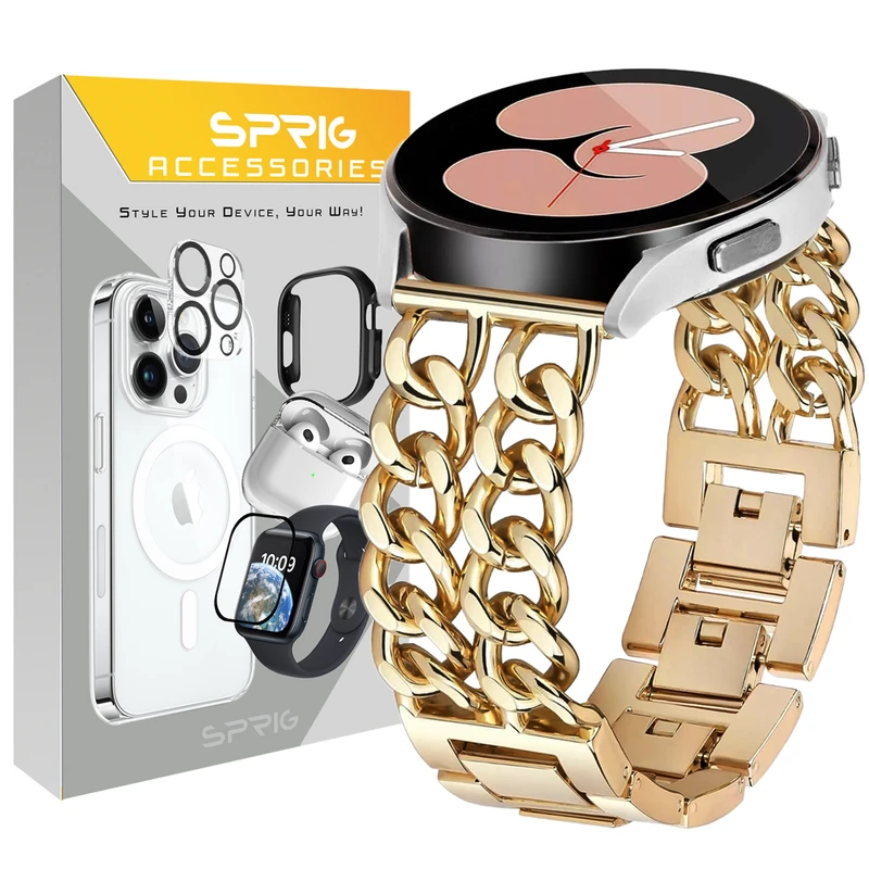 بند اسپریگ مدل Cart-2line مناسب برای ساعت هوشمند سامسونگ Galaxy Watch Active 1 / Active 2 40mm / Active 2 44mm / Watch 3 size 41mm / Galaxy Watch 4 40mm / watch 4 42mm / watch 4 44mm / watch 