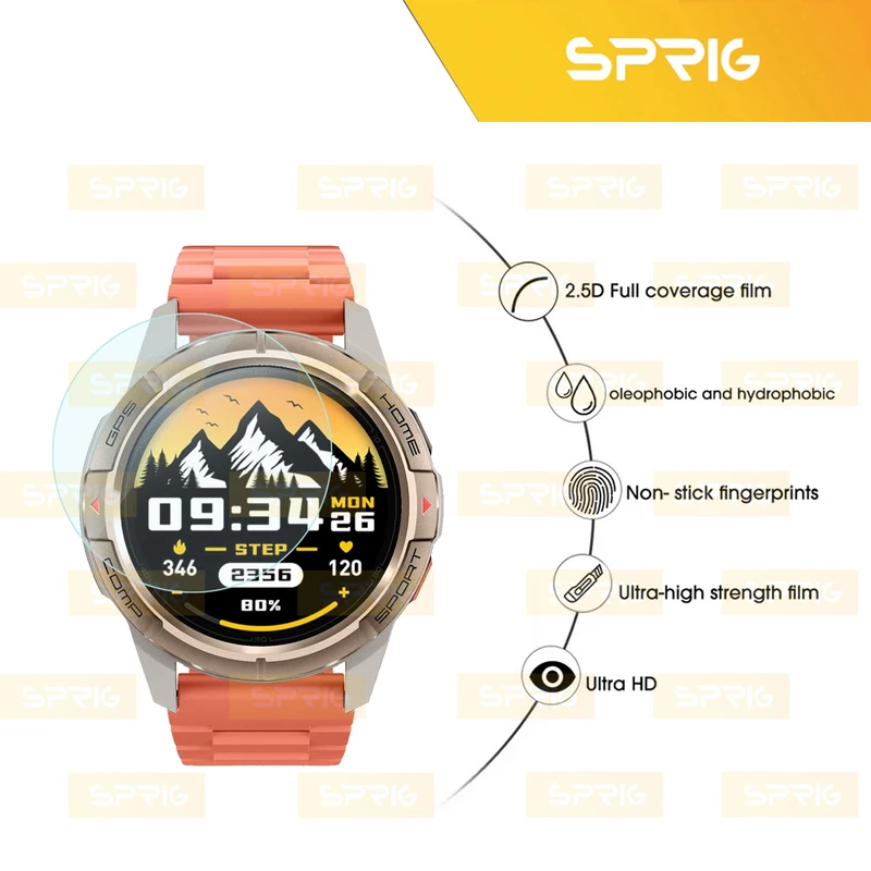 محافظ صفحه نمایش شیشه‌ای اسپریگ مدل SH-SP مناسب برای ساعت هوشمند میبرو GS Active بسته دو عددی