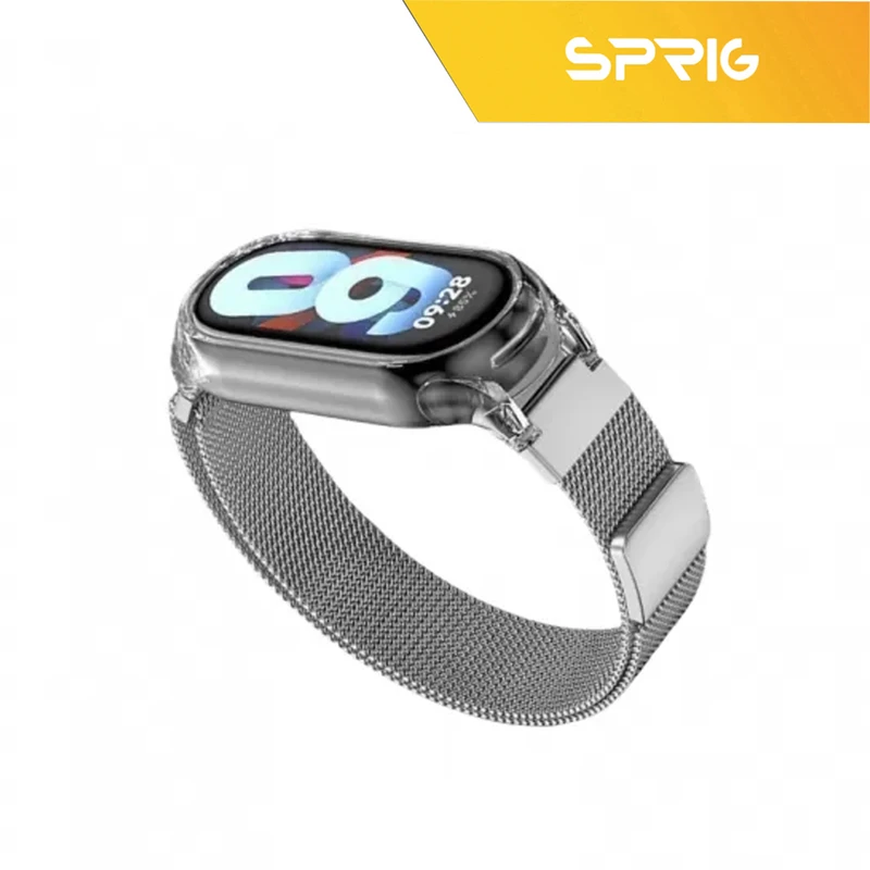 بند اسپریگ مدل Milanese Clear Cover مناسب برای ساعت هوشمند شیائومی Mi band 8/9